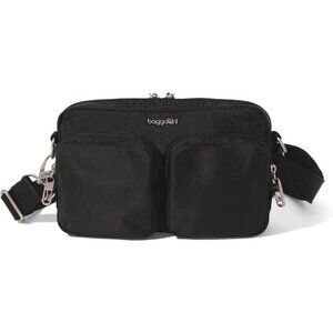 Securtex black RFID anti-theft crossbody purse 9x5.5 inches with lock zippers